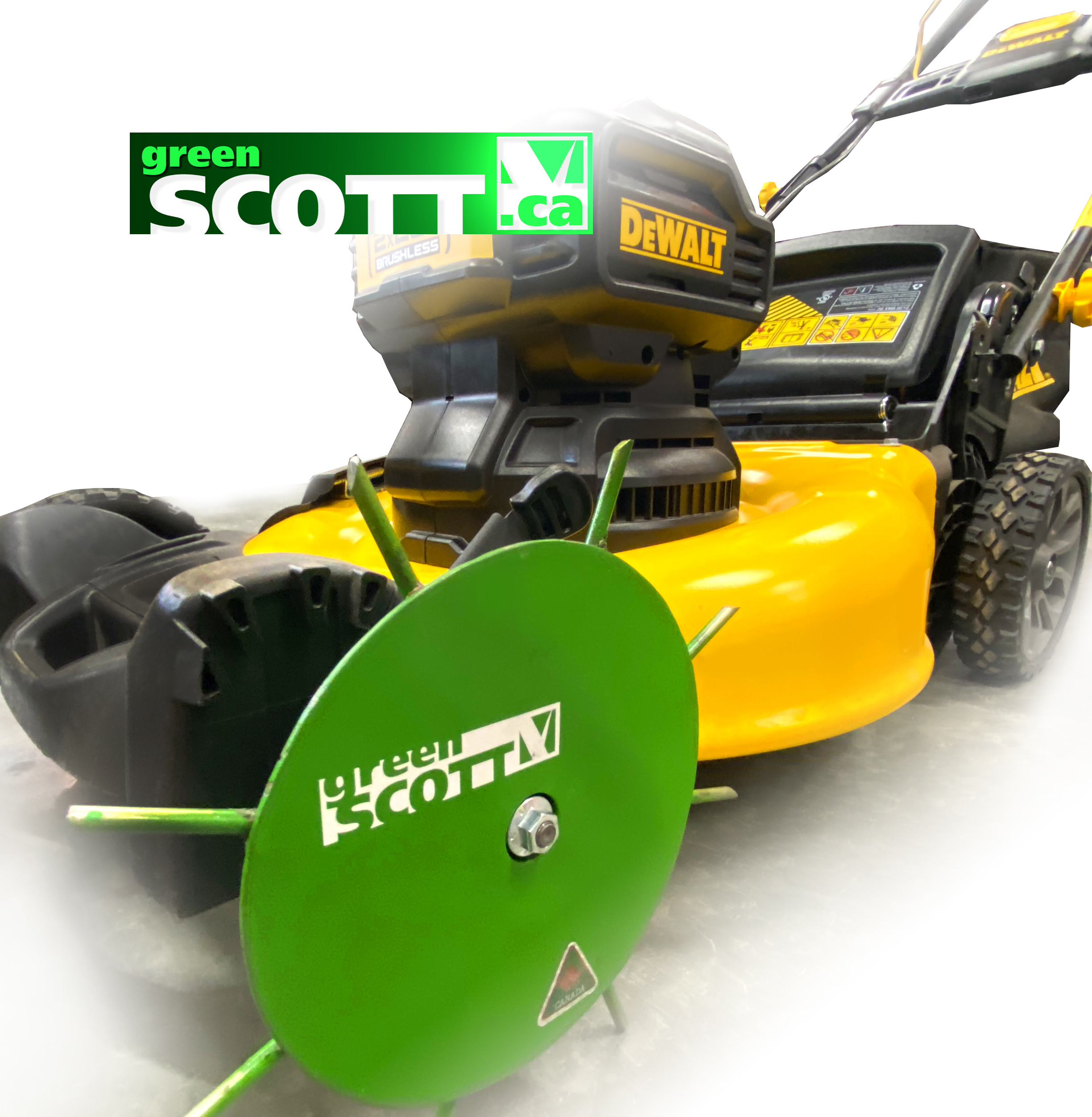 A yellow lawn aeration equipment